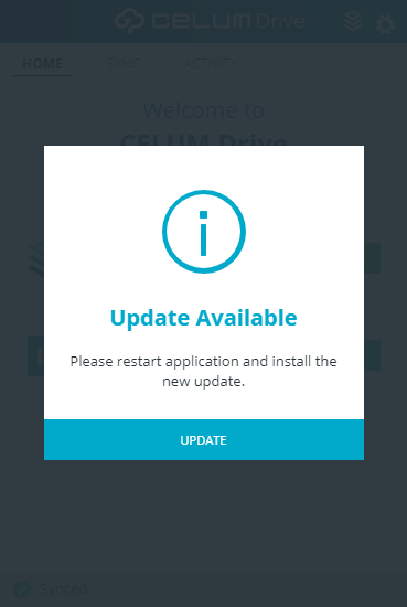 CELUM App automatic update window